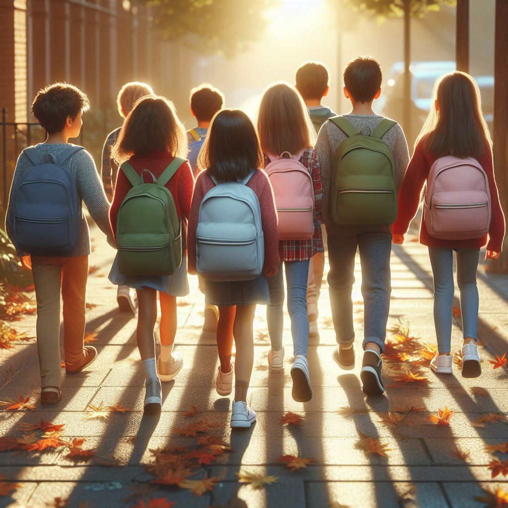 Kinder auf dem Schulweg.
